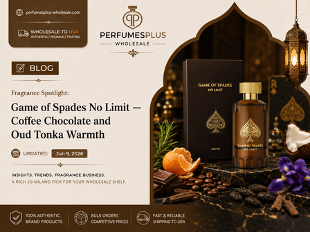 Jo Milano Game of Spades No Limit: Mandarin Spark, Coffee Chocolate Warmth, and Oud Tonka