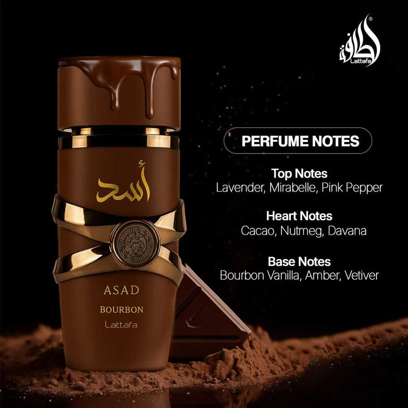 Lattafa Asad Bourbon – Warm Spicy Vanilla Eau De Parfum 3.4 Fl Oz Unisex