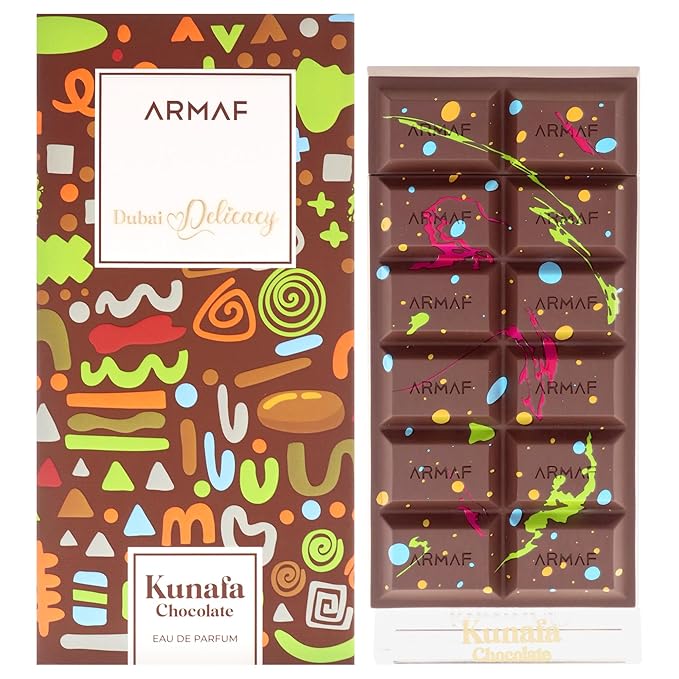 Armaf Kunafa Chocolate Chocolat Pistache Eau de Parfum 2.37 oz unisex gourmand perfume with chocolate-inspired sweetness and warm dessert-style fragrance profile.