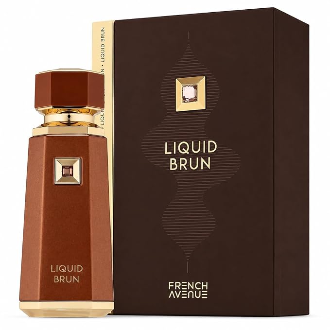Fragrance World Liquid Brun EDP 3.4 oz for men amber vanilla fragrance bottle.