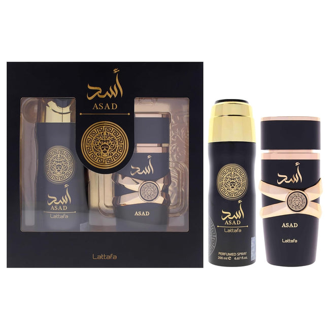 Lattafa Asad 2 Piece Gift Set 100ml EDP and 200ml perfumed spray for men wholesale USA