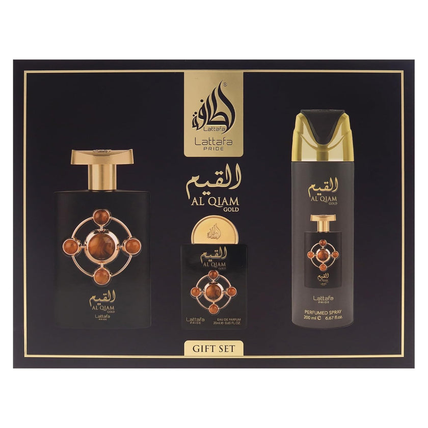 Lattafa Pride Al Qiam Gold 3 Piece Gift Set for men wholesale USA