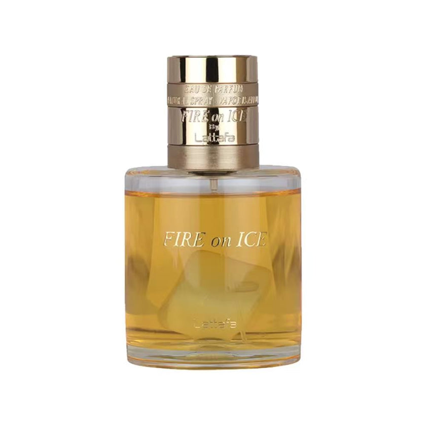 Lattafa Fire On Ice Eau de Parfum Unisex – Afrutado Especiado Amaderado Ambarino 110ml